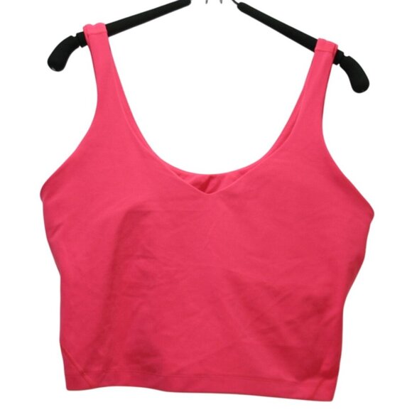 Lululemon Align V-Neck Crop Tank Top Pink Size 12 A/B Built-In Bra Athleisure - Picture 1 of 5